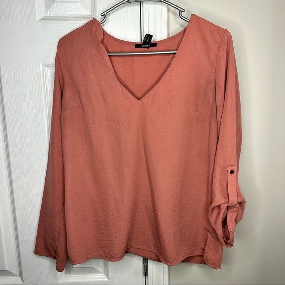 PEACH BLOUSE - SLEEVES CAN BUTTON - Picture 1 of 2